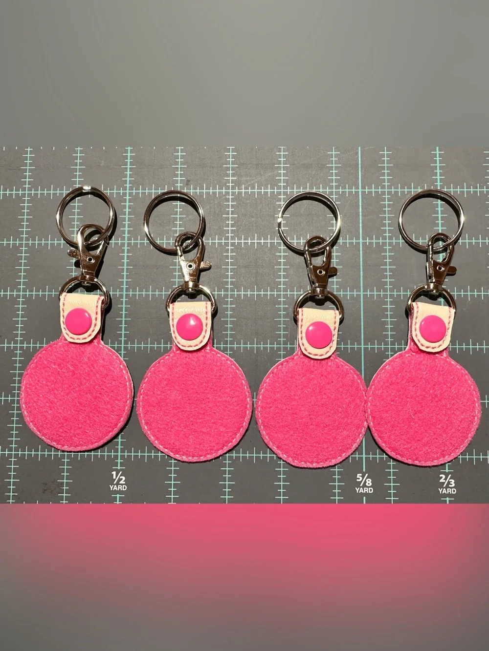 Pink Volleyball Leather Keychain with Snap Closure